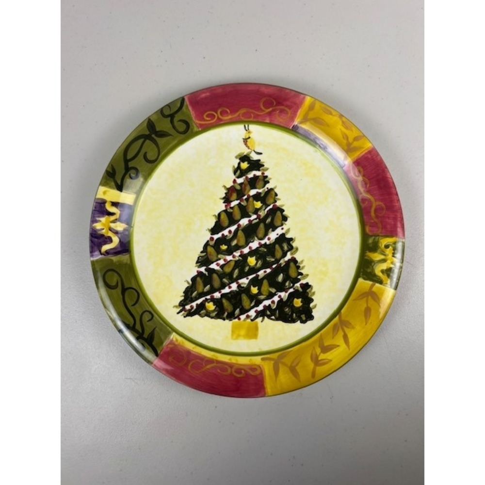 Certified International Sweet Olive Studio Christmas Tree Pear Dinner Plate 10.5